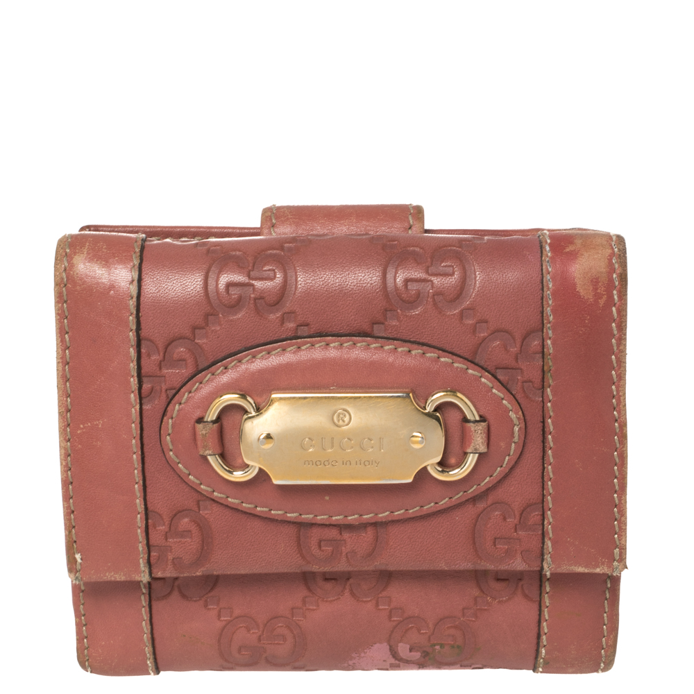 Gucci Pink Ssima Leather French Wallet